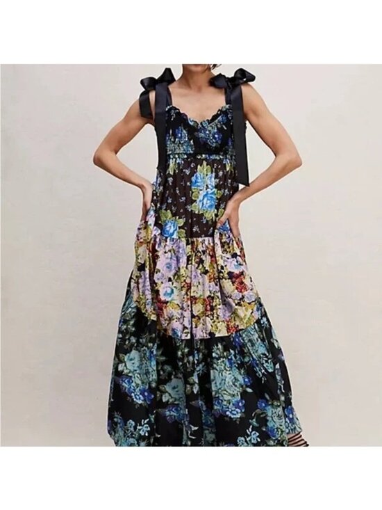 Free People Dresses & Skirts - Free People Bluebell Maxi Dress Boho Chic Whimsical Fairy Garden Floral Womens L